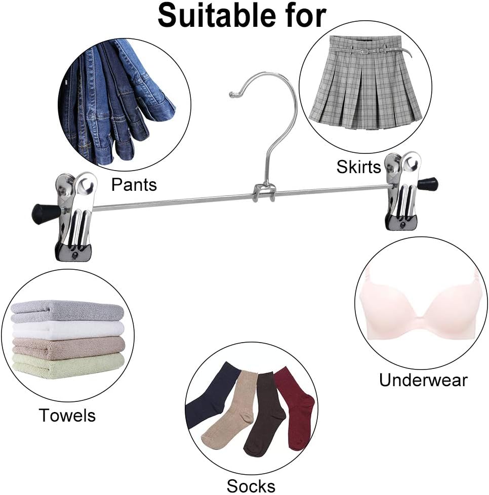 NORTHERN BROTHERS Pants Hangers with Clips. Heavy Duty 20 Pack. Adjustable Metal Skirt Hanger for Women Men Jeans Shorts Trousers Dorm Bedroom College Clothes Closet Organizers and Storage - Image 4