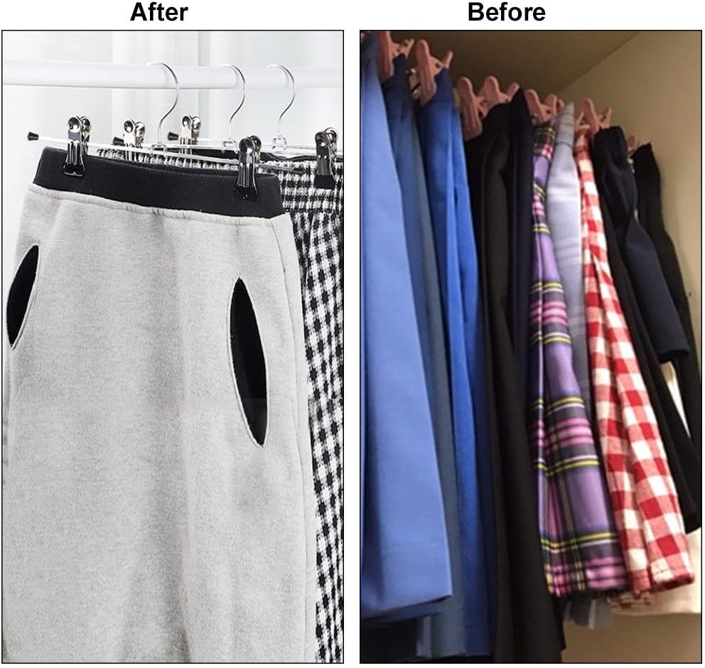 NORTHERN BROTHERS Pants Hangers with Clips. Heavy Duty 20 Pack. Adjustable Metal Skirt Hanger for Women Men Jeans Shorts Trousers Dorm Bedroom College Clothes Closet Organizers and Storage - Image 5