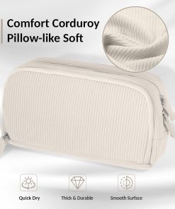 Alternative view of Sooez Big Capacity Pencil Case Pen Pouch. Soft Corduroy Pencil Bag with 3 Compartment. Multiple Pockets. Sturdy Zipper. Cute School Supplies Pen Bag Organizer For Teen Girls College. Beige