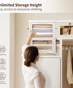 Alternative view of Homsorout Large Closet Storage Organizer - Clothes Storage Bins with Handles & Window. Collapsible Decorative Boxes with Lids. Fabric Containers for Living Room. Dorm. 2 Pack. Beige