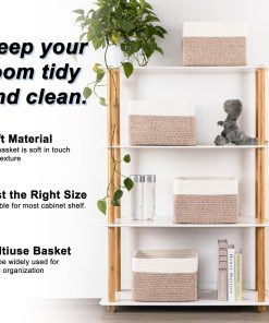 Alternative view of 4 Pack Storage Baskets for Organizing. Woven Baskets for Shelves - Perfect for Toys. Books. Towels. and Clothes. Durable Gift Basket Bins Toy Storage. 12.7''Lx9''Wx7.8''H. Brown & White