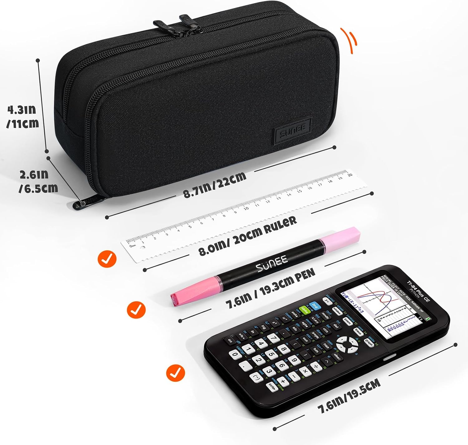 SUNEE Pencil Case. Large Capacity Pencil Pouch. Extra Big Pencil Bag with 6 Compartments. Durable Canvas Pencil Box for Office Stationery Organizer. Back to School Supplies for Teen Boys Girls. Black - Image 5