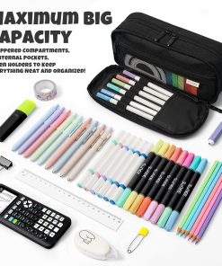 Alternative view of SUNEE Pencil Case. Large Capacity Pencil Pouch. Extra Big Pencil Bag with 6 Compartments. Durable Canvas Pencil Box for Office Stationery Organizer. Back to School Supplies for Teen Boys Girls. Black