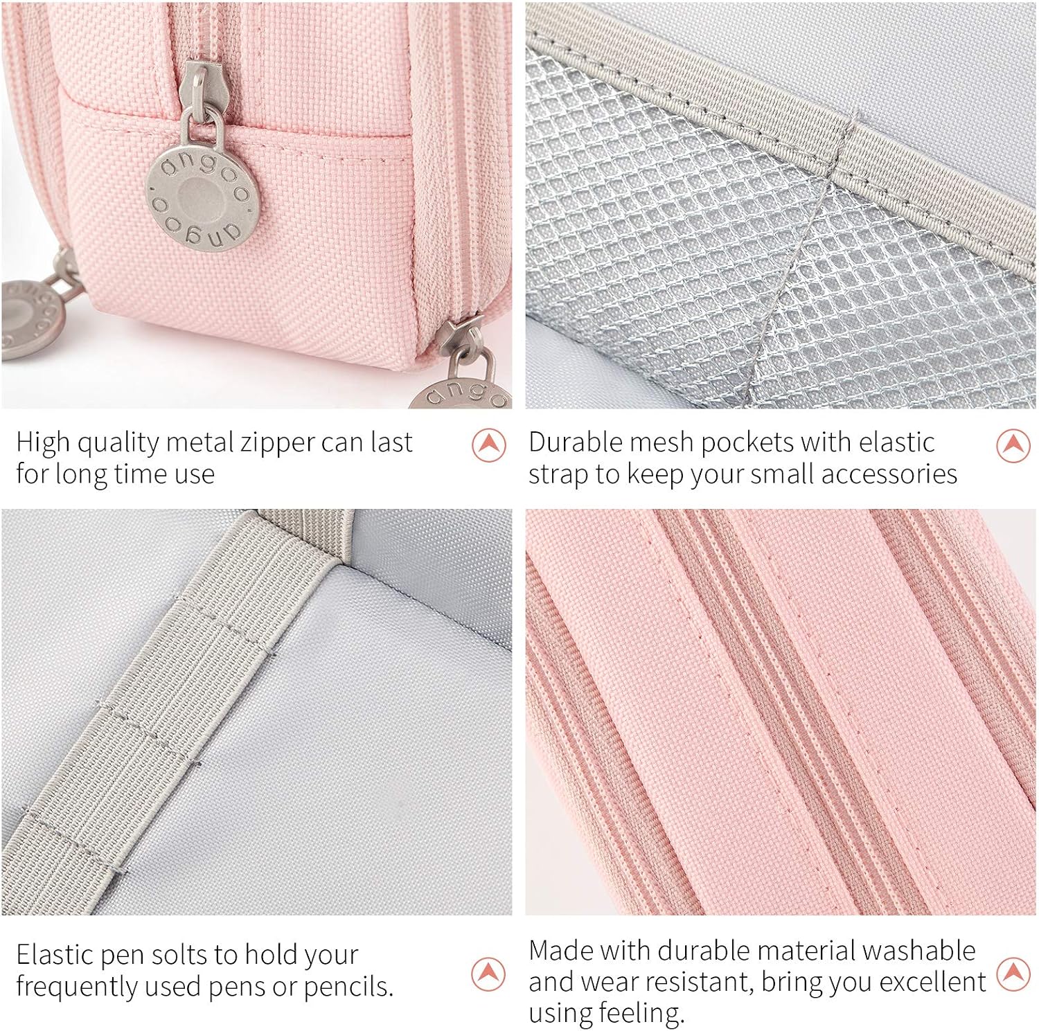 CICIMELON Large Capacity Pencil Case 3 Compartment Pouch Pen Bag for School Teen Girl Boy Men Women (Pink) - Image 6